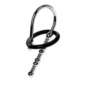 Серебристый уретральный плаг-бусины TOYFA Metal с мягким фиксириющим кольцом - ToyFa - купить с доставкой в Красногорске