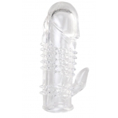 Прозрачная гелевая насадка с шипами и клиторальным отростком - 13 см. - Toyfa Basic - в Красногорске купить с доставкой