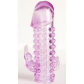 Закрытая фиолетовая насадка с 2 отростками - 13 см. - Toyfa Basic - в Красногорске купить с доставкой