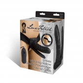 Полый страпон с двумя отростками и вибрацией Unisex Vibrating Hollow Strap-On Double Penetrating Dildo - 17,8 см. - Lux Fetish - купить с доставкой в Красногорске