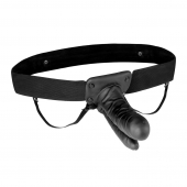 Полый страпон с двумя отростками и вибрацией Unisex Vibrating Hollow Strap-On Double Penetrating Dildo - 17,8 см. - Lux Fetish - купить с доставкой в Красногорске