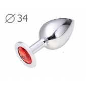 Коническая серебристая анальная втулка с красным кристаллом - 8,2 см. - Anal Jewelry Plug - купить с доставкой в Красногорске