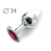 Коническая серебристая анальная втулка с малиновым кристаллом - 8,2 см. - Anal Jewelry Plug - купить с доставкой в Красногорске