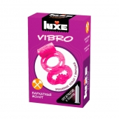 Розовое эрекционное виброкольцо Luxe VIBRO  Бархатный молот  + презерватив - Luxe - в Красногорске купить с доставкой