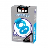 Голубое эрекционное виброкольцо Luxe VIBRO  Дьявол в доспехах  + презерватив - Luxe - в Красногорске купить с доставкой