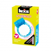 Голубое эрекционное виброкольцо Luxe VIBRO  Райская птица  + презерватив - Luxe - в Красногорске купить с доставкой