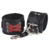 Кожаные наручники с декоративной лаковой шнуровкой - Sitabella - купить с доставкой в Красногорске