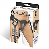 Черные трусики для страпона из патентованной кожи - Lux Fetish - купить с доставкой в Красногорске