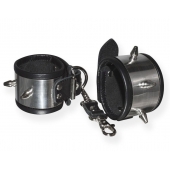 Серебристо-черные наручники с шипами и металлическим блеском - Sitabella - купить с доставкой в Красногорске