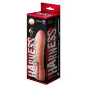 Телесная изогнутая насадка на Harness с коннектором BLACK LINE - 17 см. - LOVETOY (А-Полимер) - купить с доставкой в Красногорске