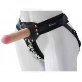 Черный пояс-трусики с насадкой  Гламур Dana  - 15,5 см. - LOVETOY (А-Полимер) - купить с доставкой в Красногорске