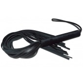 Чёрная кожаная плеть с жесткой ручкой - 63 см. - Sitabella - купить с доставкой в Красногорске