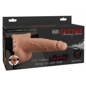 Телесный полый страпон с имитацией эякуляции 7.5  Hollow Squirting Strap-On with Balls Flesh - 21,6 см. - Pipedream - купить с доставкой в Красногорске