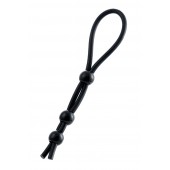 Черное лассо на пенис с тремя бусинами - A-toys - в Красногорске купить с доставкой