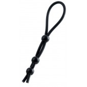 Черное лассо на пенис с тремя бусинами - A-toys - в Красногорске купить с доставкой