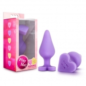 Фиолетовая анальная пробка Naughty Candy Heart Do Me Now - 8,9 см. - Blush Novelties - купить с доставкой в Красногорске