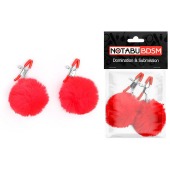 Зажимы для сосков с красным пушком - Notabu - купить с доставкой в Красногорске