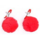 Зажимы для сосков с красным пушком - Notabu - купить с доставкой в Красногорске