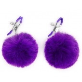 Зажимы для сосков с фиолетовым пушком - Notabu - купить с доставкой в Красногорске