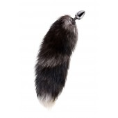 Серебристая металлическая анальная втулка с хвостом чернобурой лисы - размер S - ToyFa - купить с доставкой в Красногорске