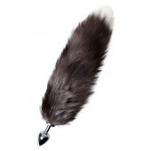 Серебристая металлическая анальная втулка с хвостом чернобурой лисы - размер S - ToyFa - купить с доставкой в Красногорске