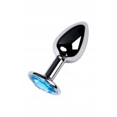 Серебристая конусовидная анальная пробка с голубым кристаллом - 7 см. - ToyFa - купить с доставкой в Красногорске