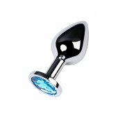 Серебристая конусовидная анальная пробка с голубым кристаллом - 8 см. - ToyFa - купить с доставкой в Красногорске