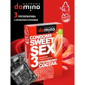Презервативы для орального секса DOMINO Sweet Sex с ароматом клубничного коктейля  - 3 шт. - Domino - купить с доставкой в Красногорске