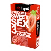 Презервативы для орального секса DOMINO Sweet Sex с ароматом клубничного коктейля  - 3 шт. - Domino - купить с доставкой в Красногорске