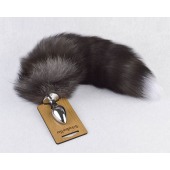 Серебристая анальная пробка с пушистым хвостиком - Sitabella - купить с доставкой в Красногорске