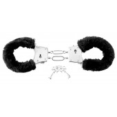 Меховые чёрные наручники Beginner s Furry Cuffs - Pipedream - купить с доставкой в Красногорске