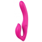Ярко-розовый безремневой страпон REMOTE DOUBLE DIPPER - 22 см. - Dream Toys - купить с доставкой в Красногорске