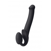 Черный безремневой страпон Silicone Bendable Strap-On M - Strap-on-me - купить с доставкой в Красногорске
