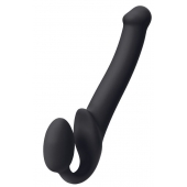 Черный безремневой страпон Silicone Bendable Strap-On M - Strap-on-me - купить с доставкой в Красногорске