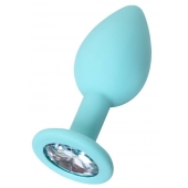 Мятная анальная пробка с прозрачным кристаллом Brilliant - 7 см. - ToyFa - купить с доставкой в Красногорске