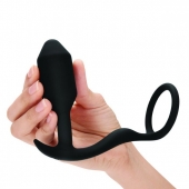 Черное эрекционное кольцо с анальным плагом Snug   Tug - b-Vibe - в Красногорске купить с доставкой
