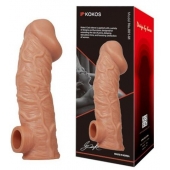 Телесная насадка на фаллос с отверстием для мошонки EXTREME SLEEVE - 17,6 см. - KOKOS - в Красногорске купить с доставкой