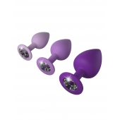 Набор из 3 фиолетовых анальных пробок со стразами Little Gems Trainer Set - Pipedream - купить с доставкой в Красногорске