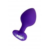 Фиолетовая анальная втулка Diamond Heart с прозрачным кристаллом - 8 см. - ToyFa - купить с доставкой в Красногорске