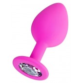 Розовая анальная втулка Brilliant с прозрачным кристаллом - 7 см. - ToyFa - купить с доставкой в Красногорске