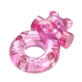 Розовое эрекционное виброкольцо на пенис Pink Bear - Baile - в Красногорске купить с доставкой