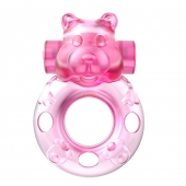 Розовое эрекционное виброкольцо на пенис Pink Bear - Baile - в Красногорске купить с доставкой