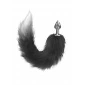 Серебристая анальная пробка с черным хвостом Galaxy - Lola Games - купить с доставкой в Красногорске