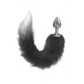 Серебристая анальная пробка с черным хвостом Starlit - Lola Games - купить с доставкой в Красногорске