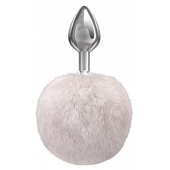 Серебристая анальная пробка с белым пушистым хвостиком Twinkle - Lola Games - купить с доставкой в Красногорске