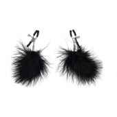 Зажимы на соски с черным пухом Euphoric - Lola Games - купить с доставкой в Красногорске