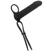 Черная вибронасадка для двойного проникновения Rori - 17 см. - Lola Games - купить с доставкой в Красногорске