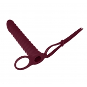 Бордовая вибронасадка для двойного проникновения Rori - 17 см. - Lola Games - купить с доставкой в Красногорске