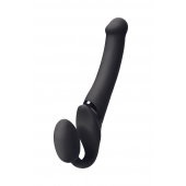 Черный безремневой вибрострапон Silicone Bendable Strap-On M - Strap-on-me - купить с доставкой в Красногорске
