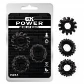 Набор из 3 черных эрекционных колец Gear Up Rings - Chisa - в Красногорске купить с доставкой